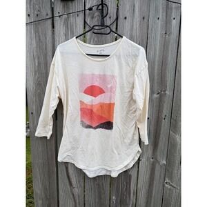 Boho Desert Graphic‎ Wonderly Studio Long Sleeve Top Women PM Cream